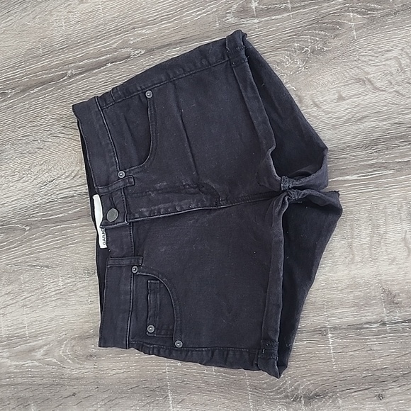 Garage Retro High Waist Jean Short Black Roll Hem Stretch Denim Size 00 - Picture 3 of 11